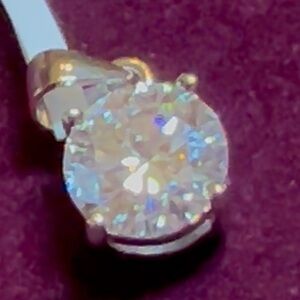 FABULOUS Solid Sterling Silver 8mm Moissanite Pendant- GRA Certified included